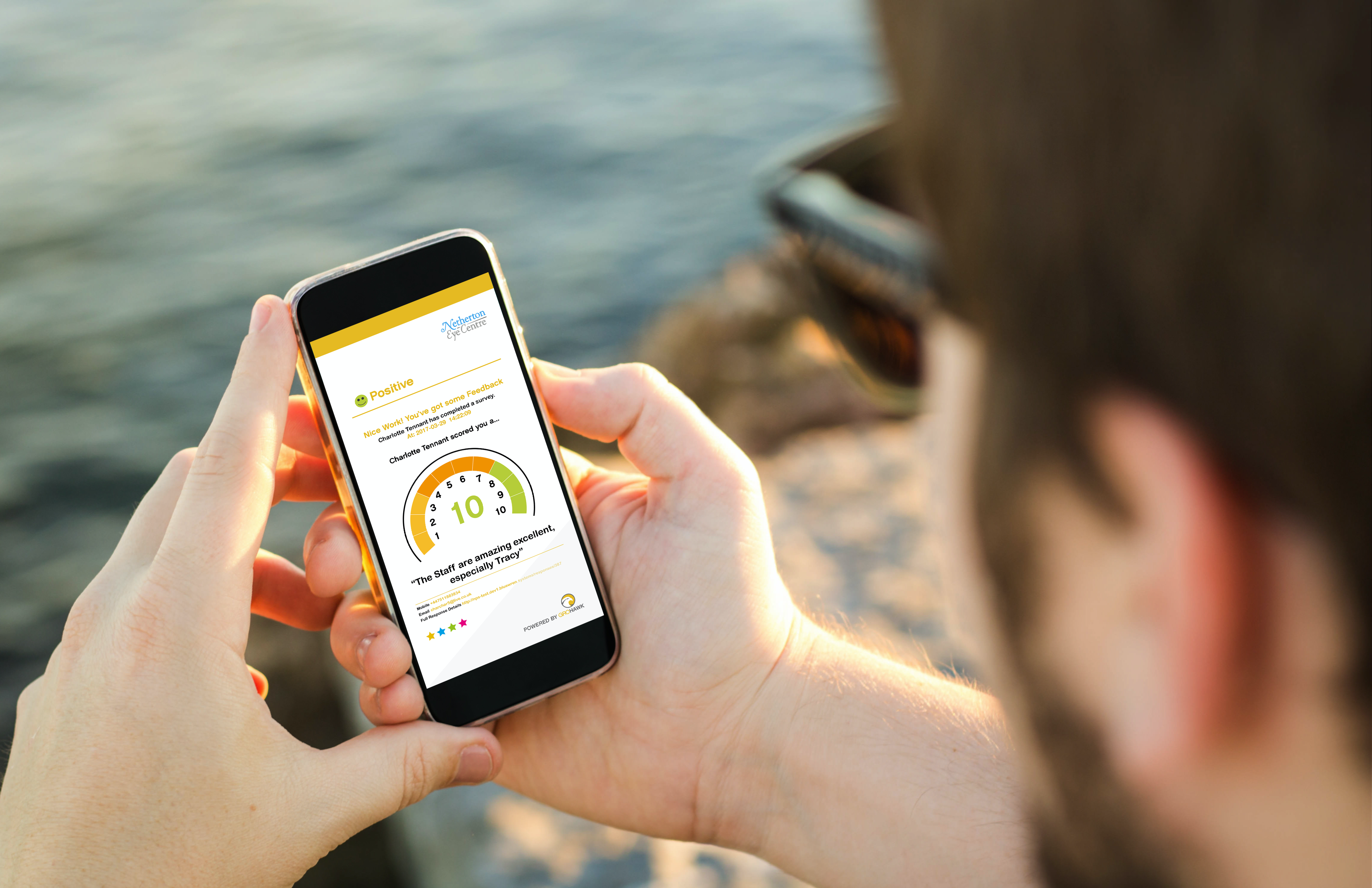 GroHawk screenshot: Hear what customers are saying about the business directly to any device