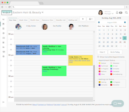 You'reOnTime screenshot: You'reOnTime offers a visual calendar for tracking upcoming appointments