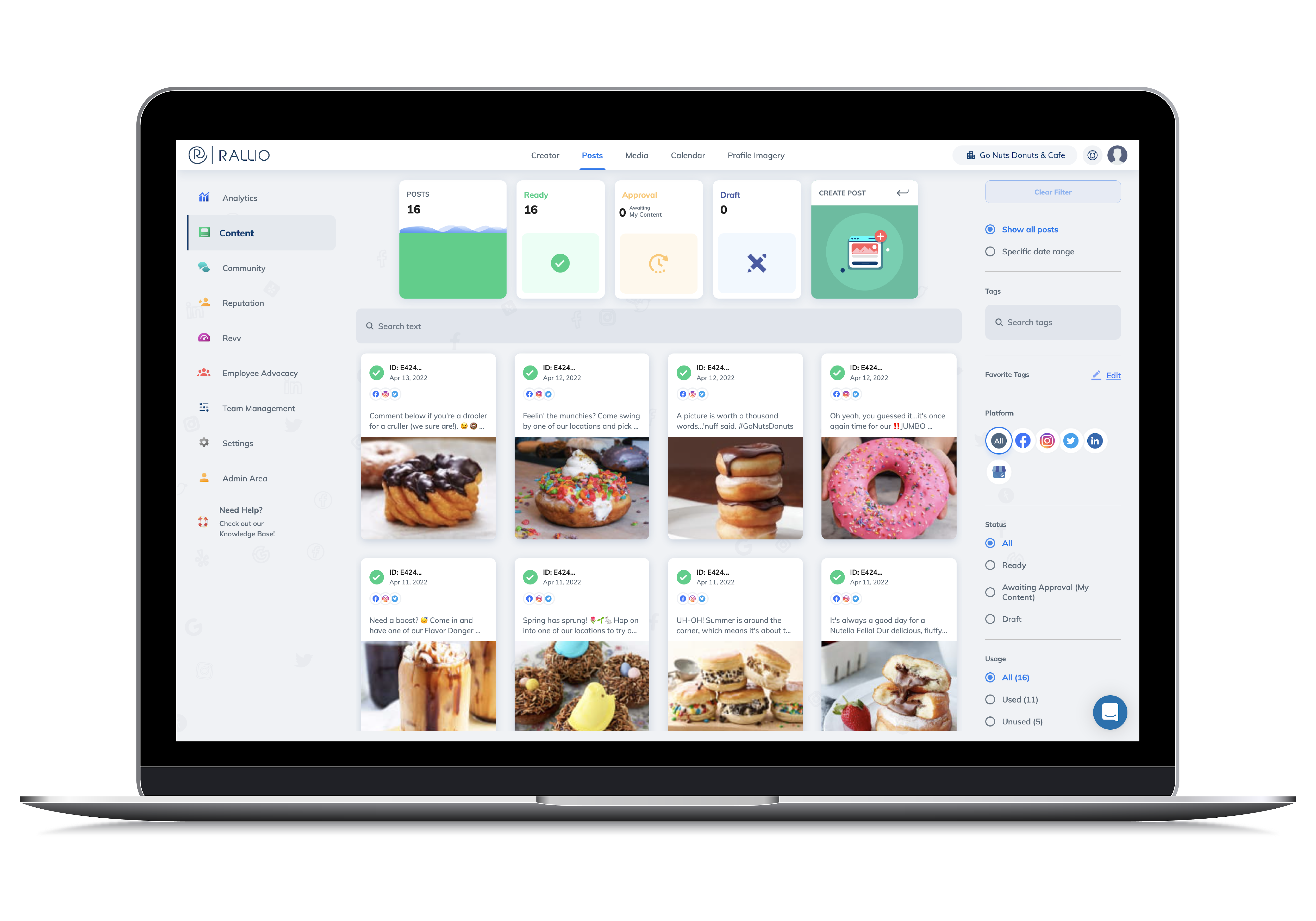 Rallio Software - Create a library of social content to be published across your entire brand.