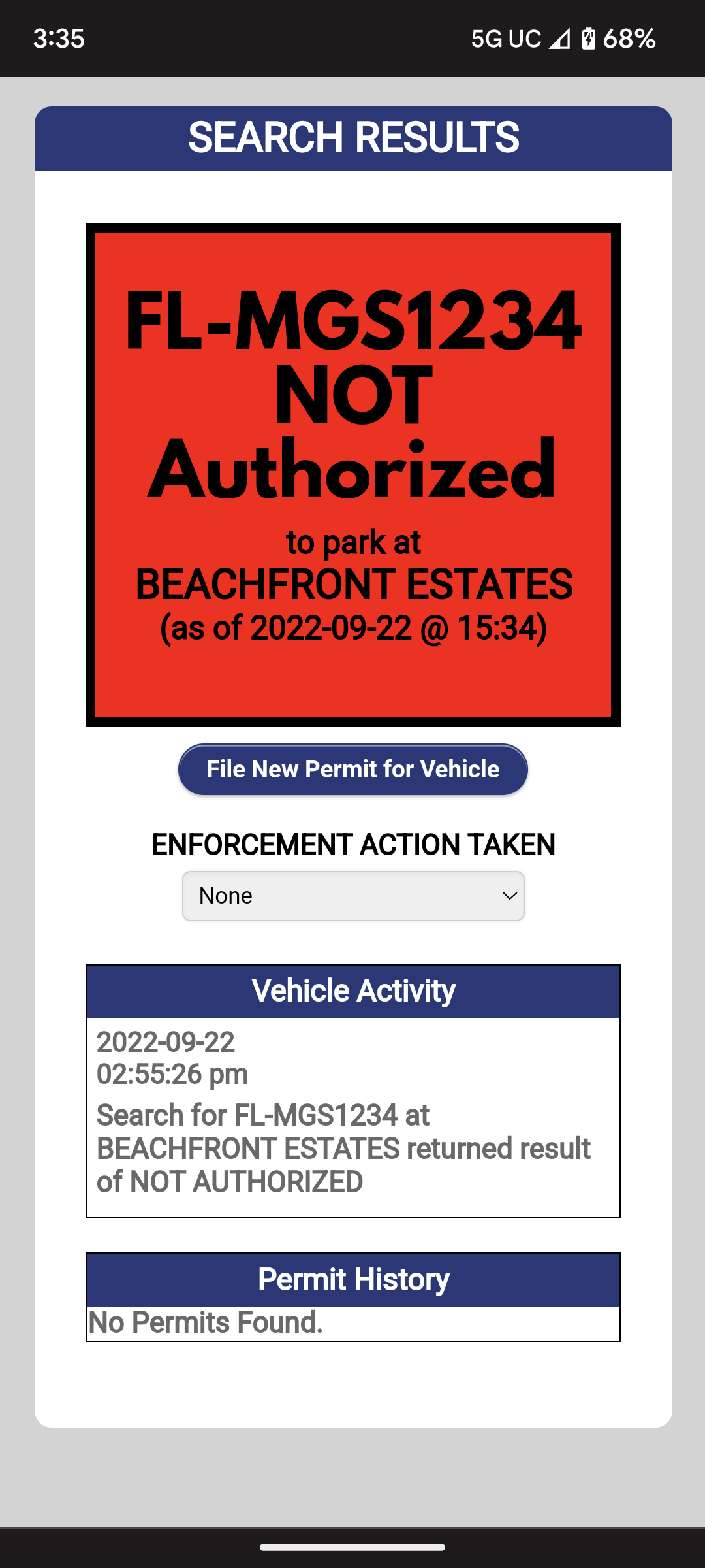The MyGuestSpot Lot Monitoring tool is fully mobile and includes a built in License Plate Reader that uses your cell phone or laptop's camera.  Query results are color coded to clearly identify is a vehicle is authorized to park on your property.