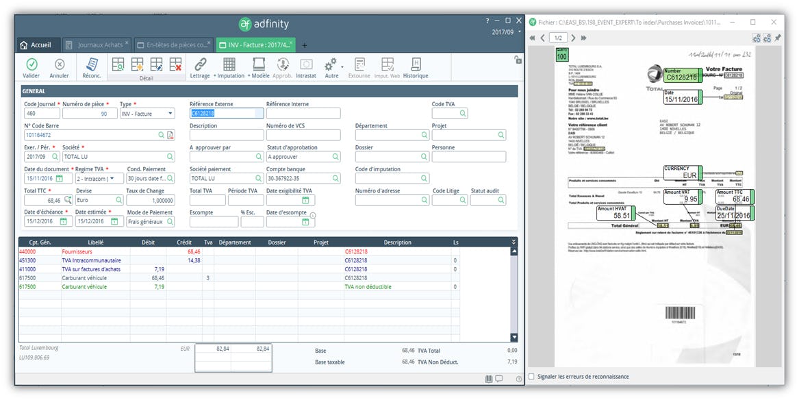 Adfinity Software - Adfinity automatic invoice encoding