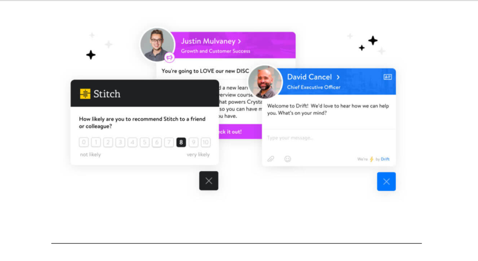 Various in-app message campaigns can be created, with full-page takeovers and slider messages
