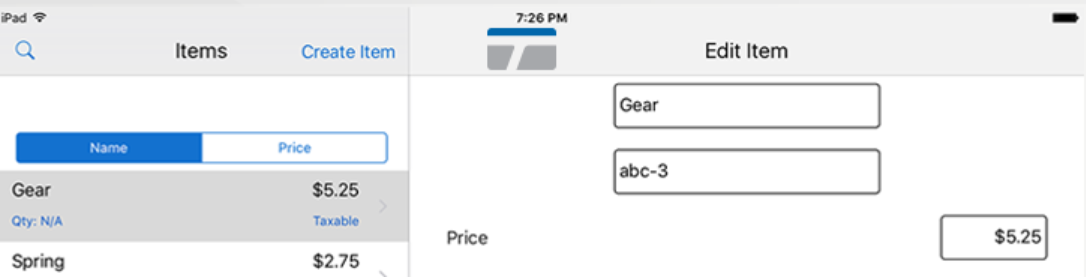 TransNational Payments screenshot: Inventory tracking with custom editing features