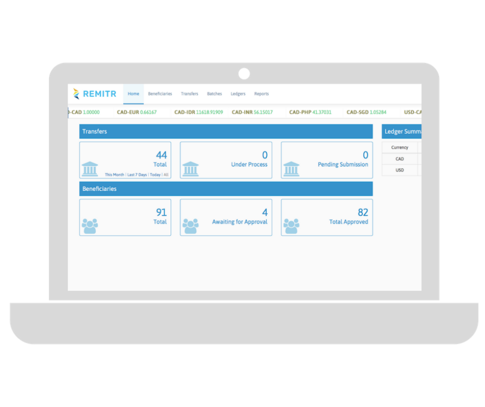 Remitr screenshot: Remitr Dashboard