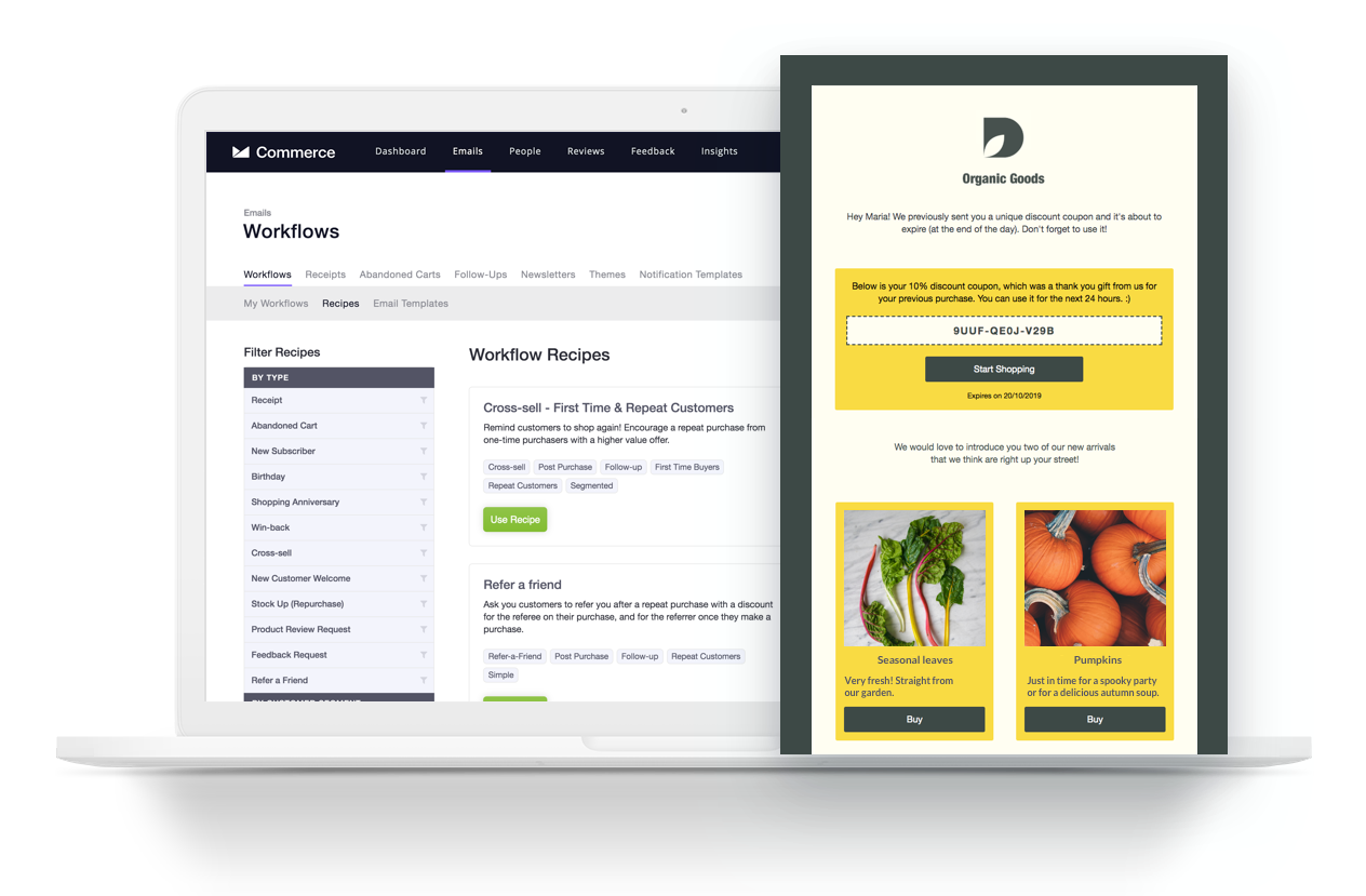 CM Commerce screenshot: CM Commerce follow-up emails