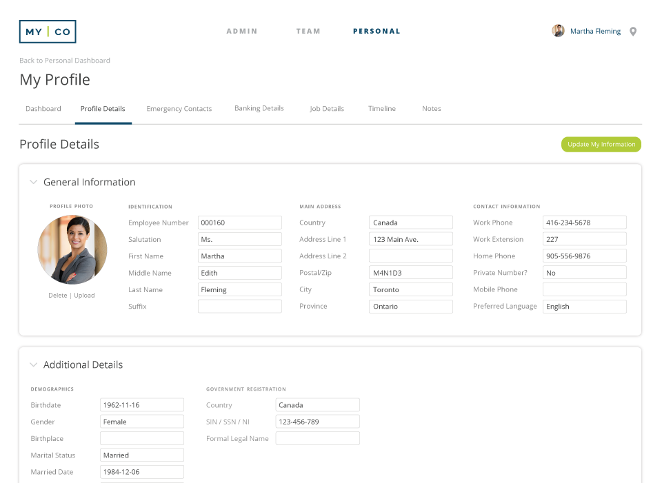 Workzoom Employee Profile