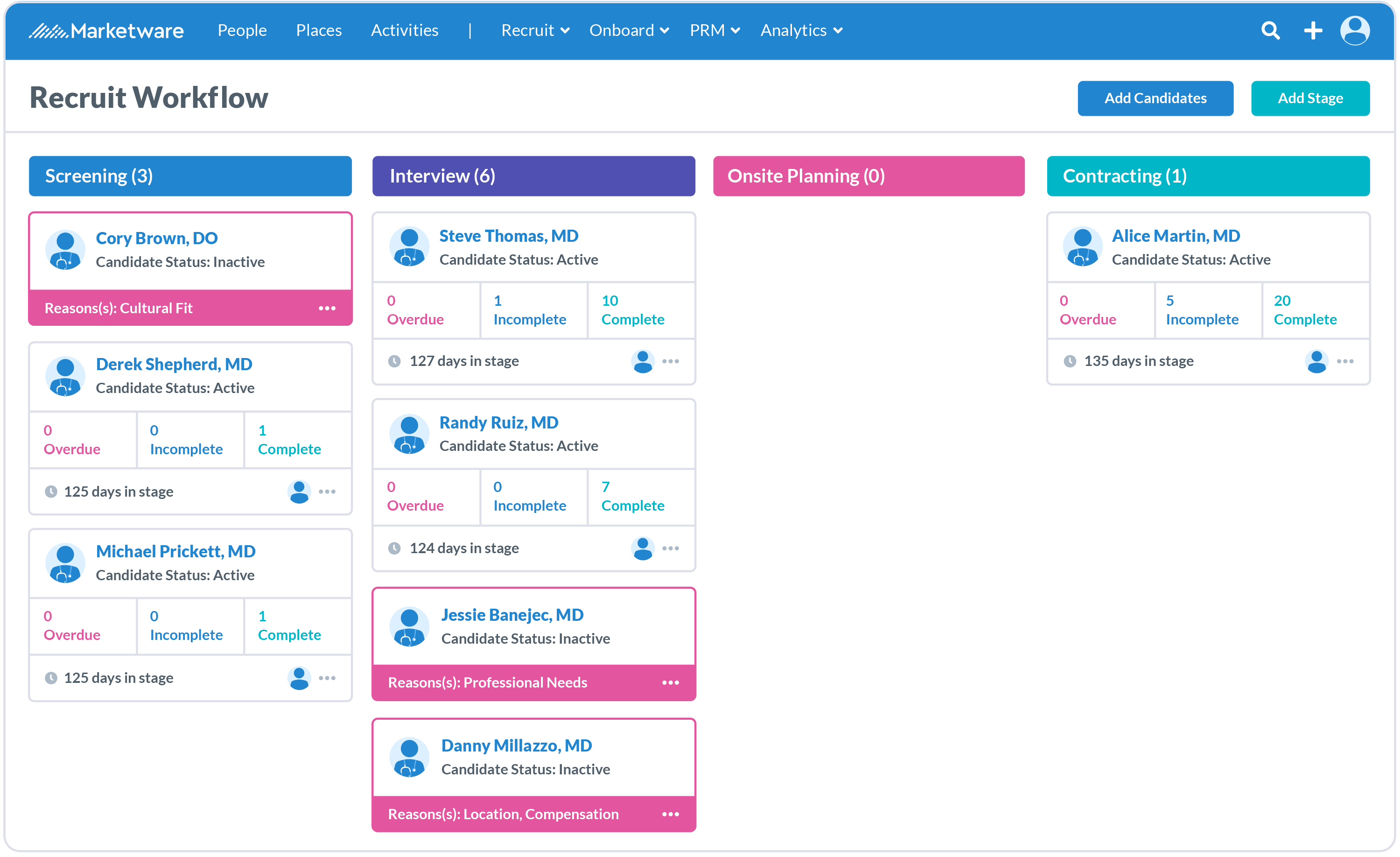 Physician Recruitment — Move candidates through the recruitment process faster with our recruitment platform. Adjust our best practice templates, or create your own, to automate your team’s recruitment pipelines.