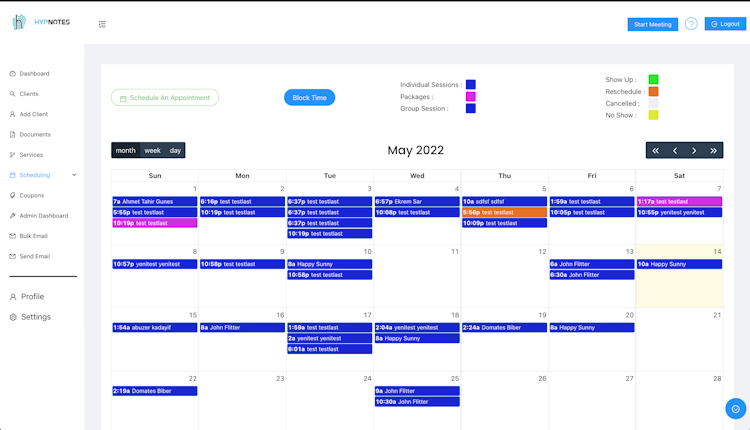 Hypnotes screenshot: Customized calendar
