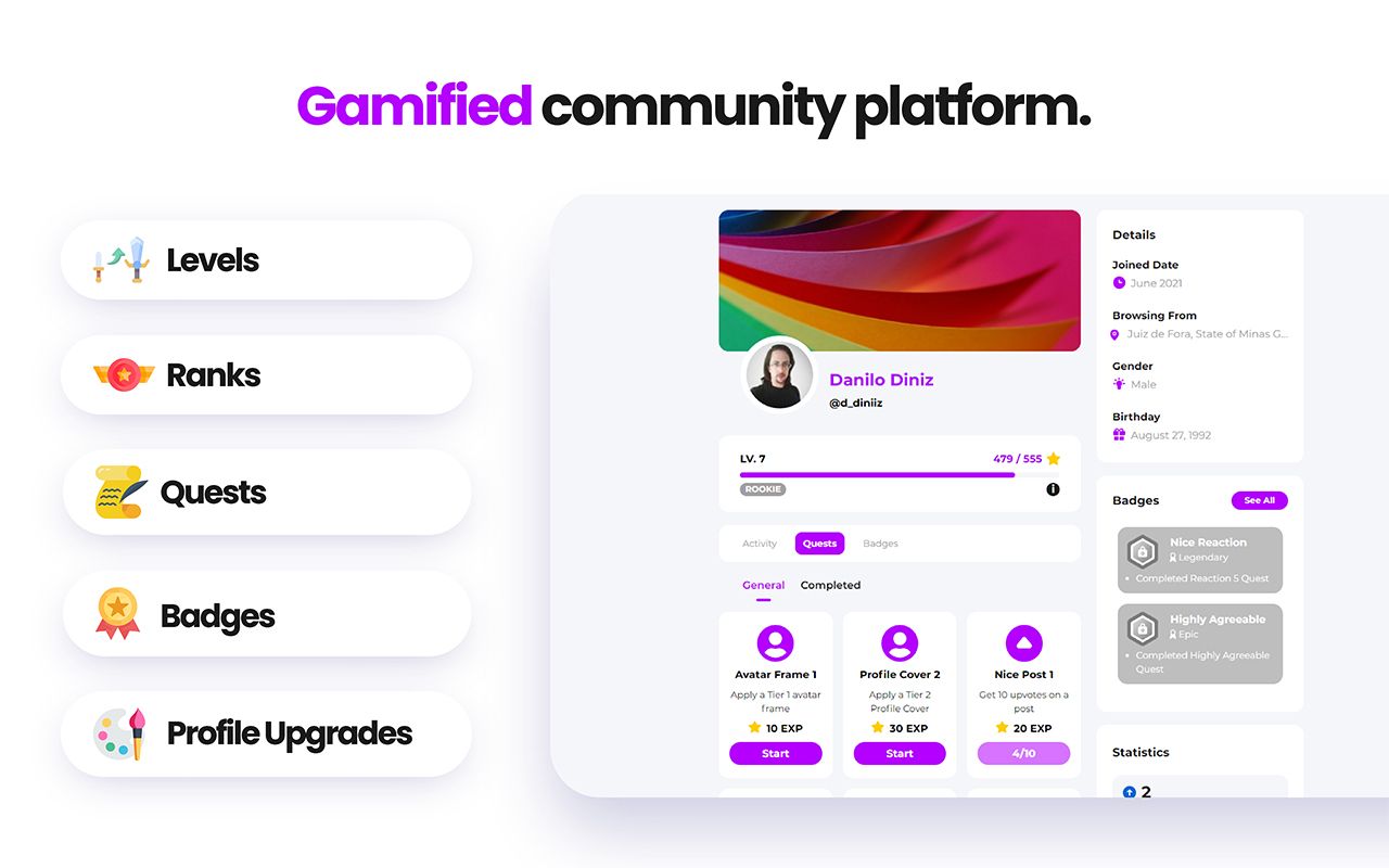 Engage your users like never before with a gamified community platform