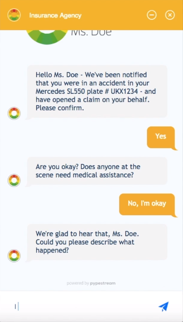Pypestream conversation AI for insurance sector