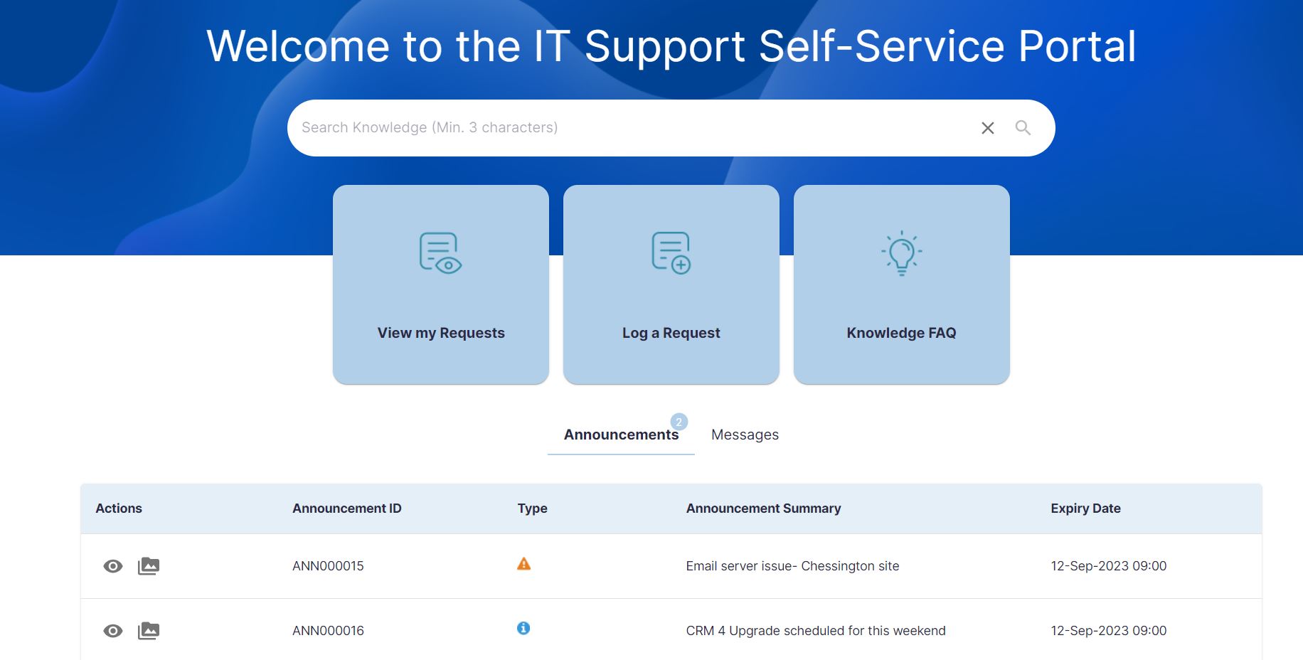 Self Service Portal