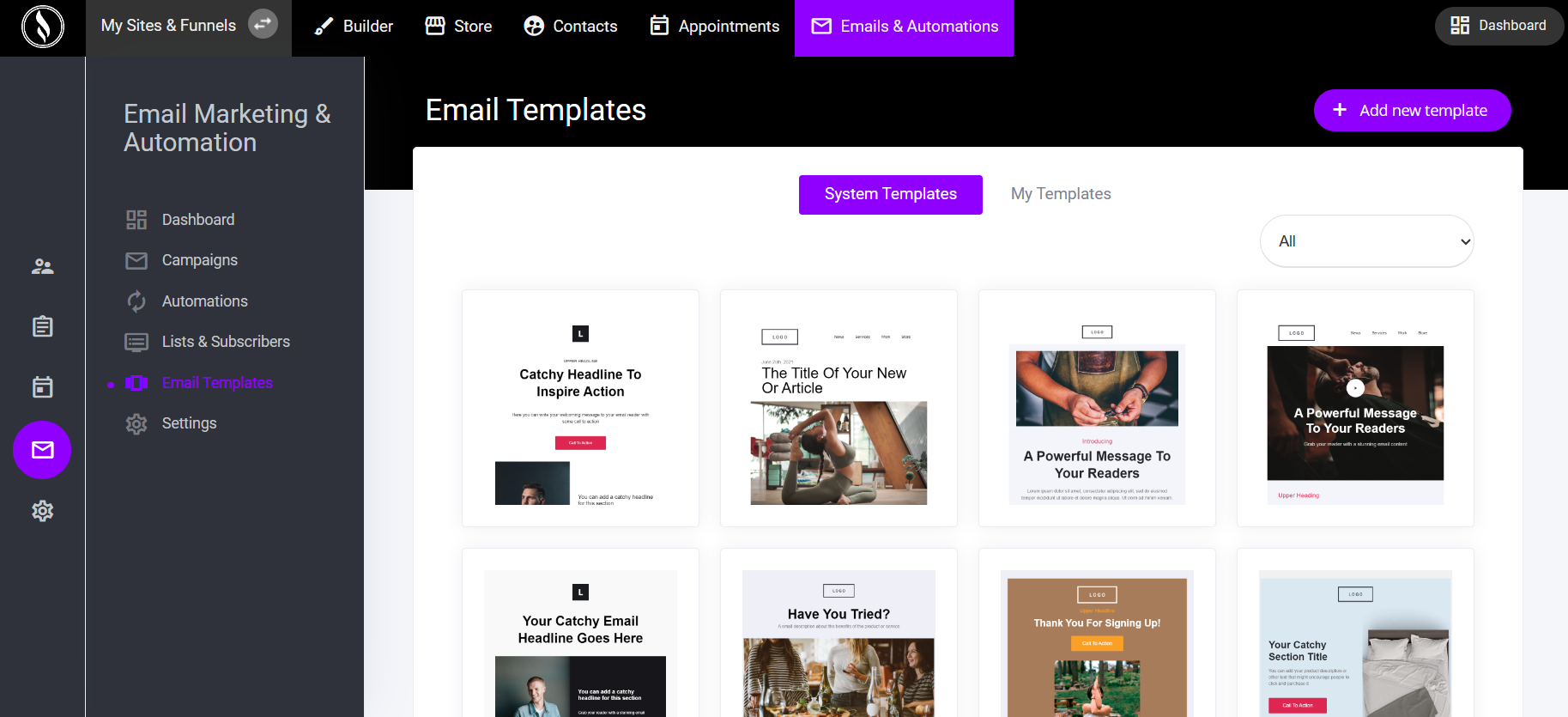 Fully Customisable Templates for all: Website, Landing Pages, Online Stores, Email Marketing