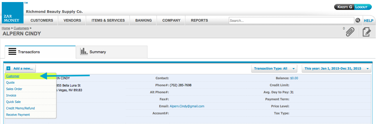 ZarMoney Software - ZarMoney customer addition