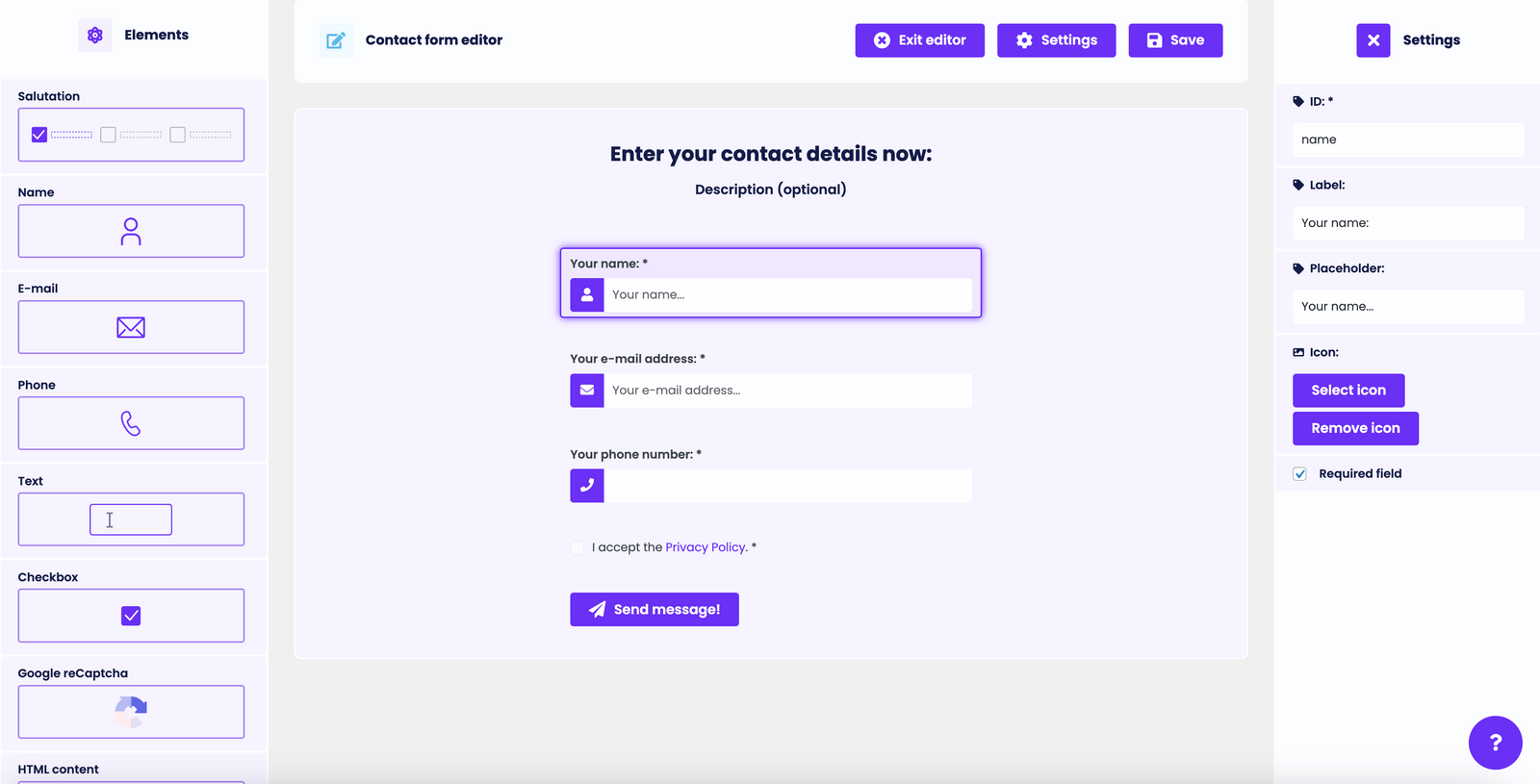 Funnelforms Software - Funnelforms contact form editor
