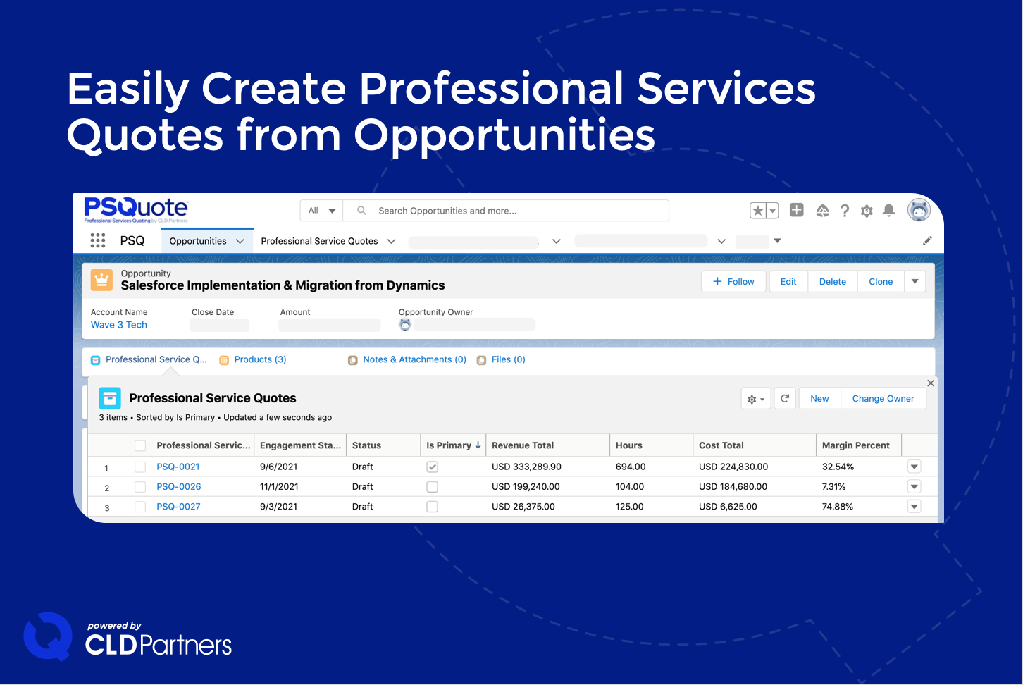 Sales and Delivery Teams create professional services quotes directly in Salesforce