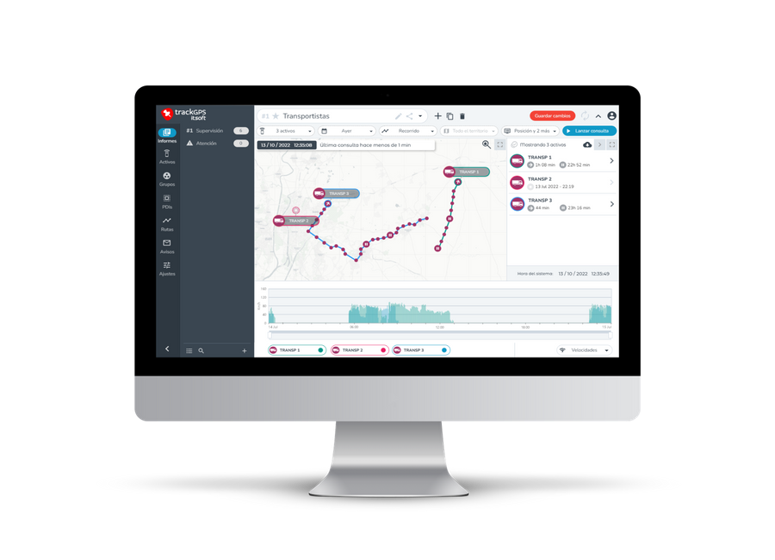 TrackGPS screenshot: TrackGPS generates detailed route reports, providing key data on distances, stop times and driving patterns. These reports allow you to optimize routes, reduce operating costs and improve strategic decision making with accurate, real-time information.