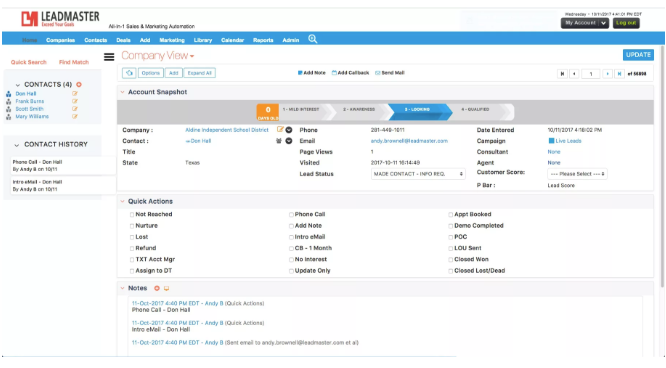 LeadMaster Software - Access company and contact information