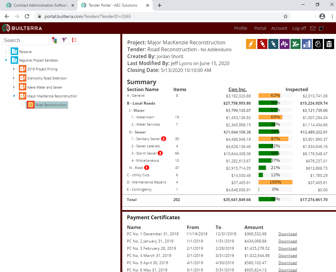 Builterra Software - Progress Payment Dashboard