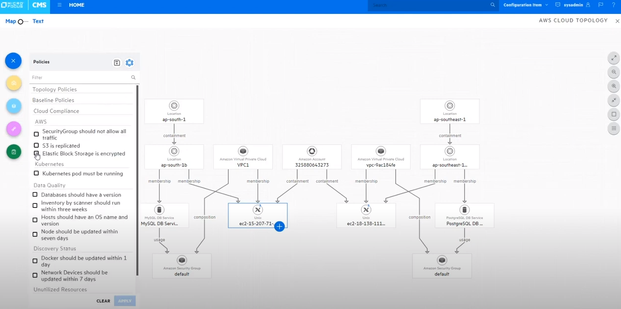 OpenText Universal Discovery and CMDB screenshot: Universal Discovery and Universal CMDB add policy