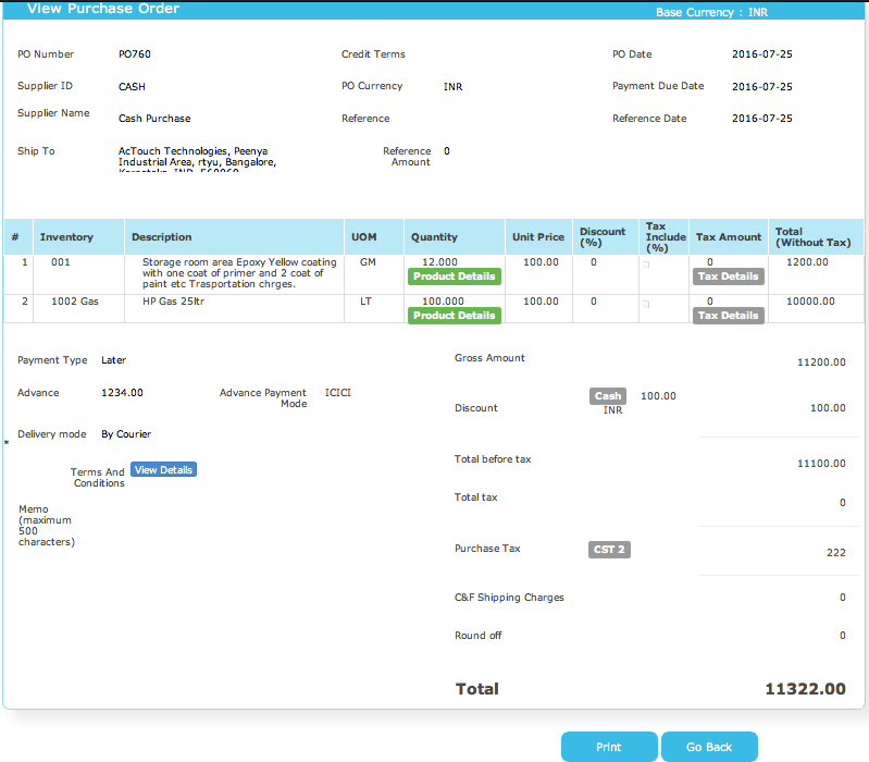 View and print purchase orders