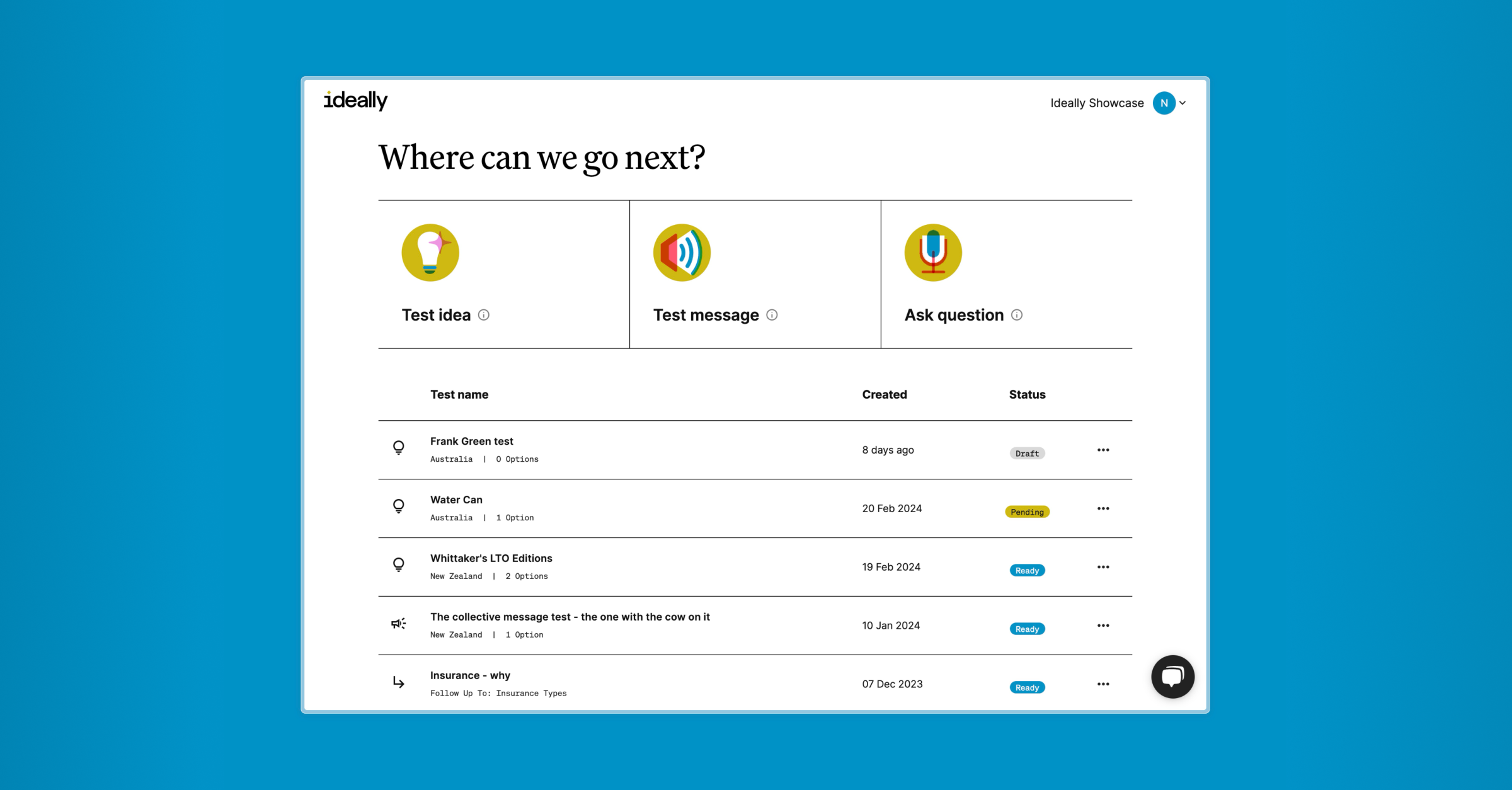 Ideally screenshot: Home page