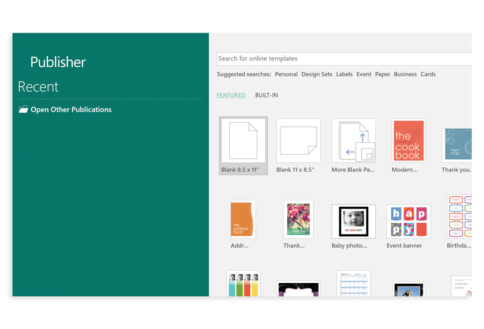 Microsoft Publisher Software - Create documents using a range of built-in templates