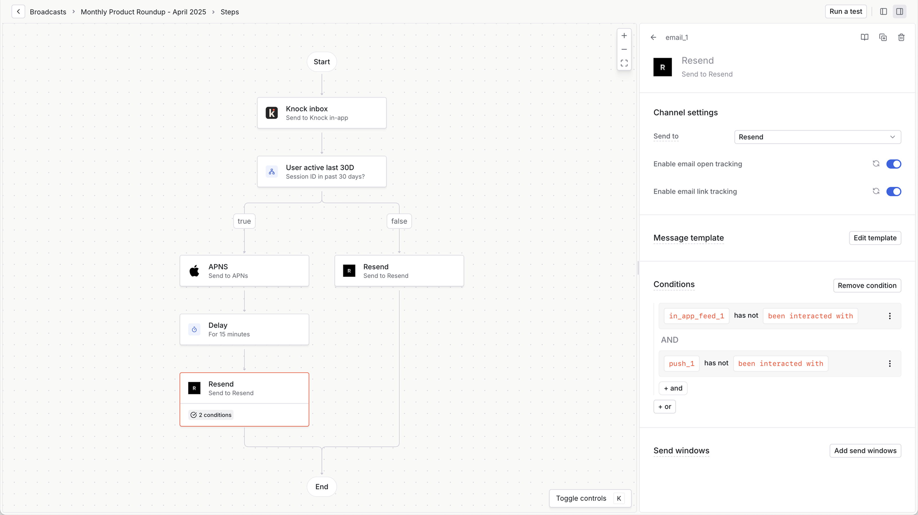 Knock screenshot: Knock workflow editor
