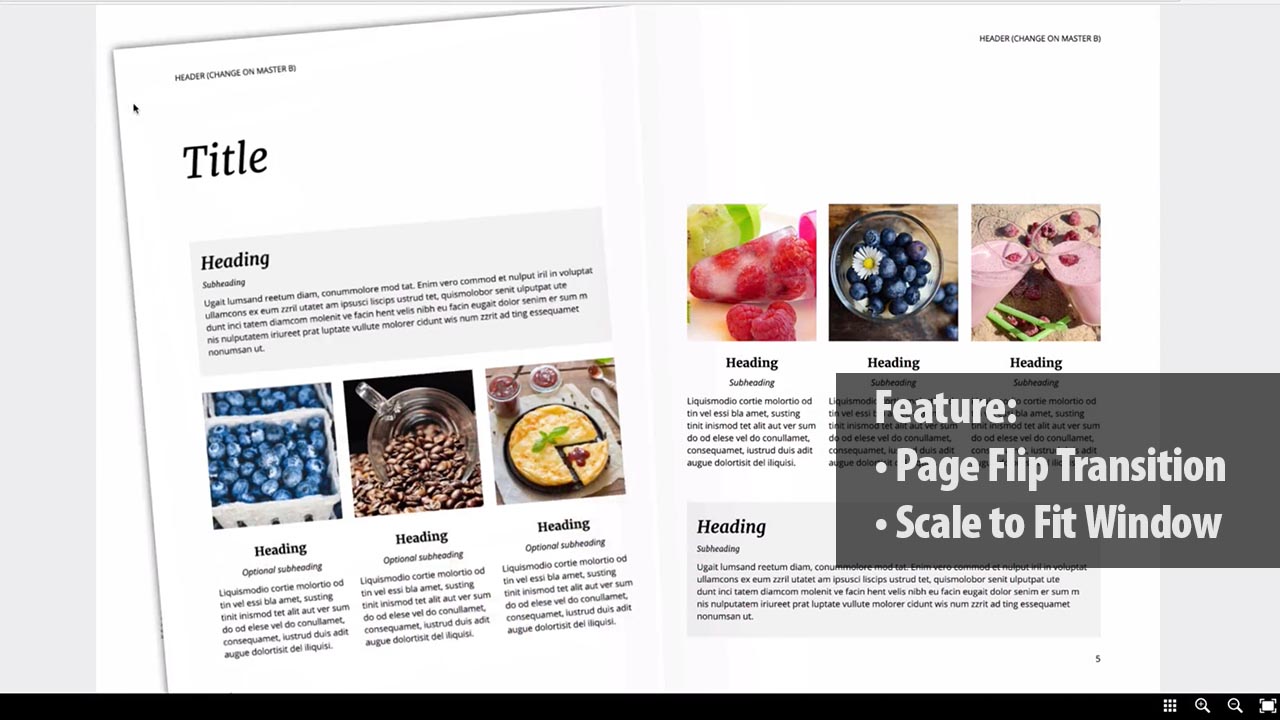 Flipbooks are available along with other page formats