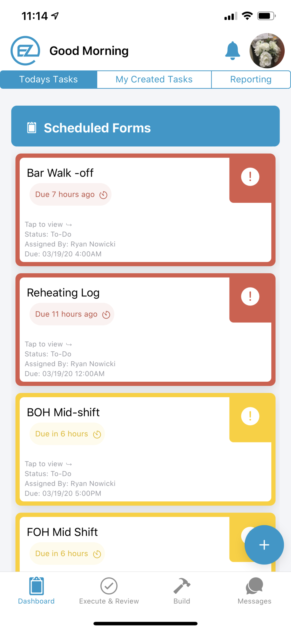 EZ FORMS Software - Dashboard Color Coded