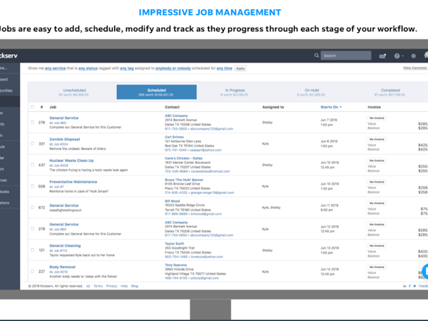 Kickserv Software - Job Management