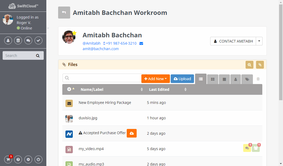 SwiftCloud participant management screenshot