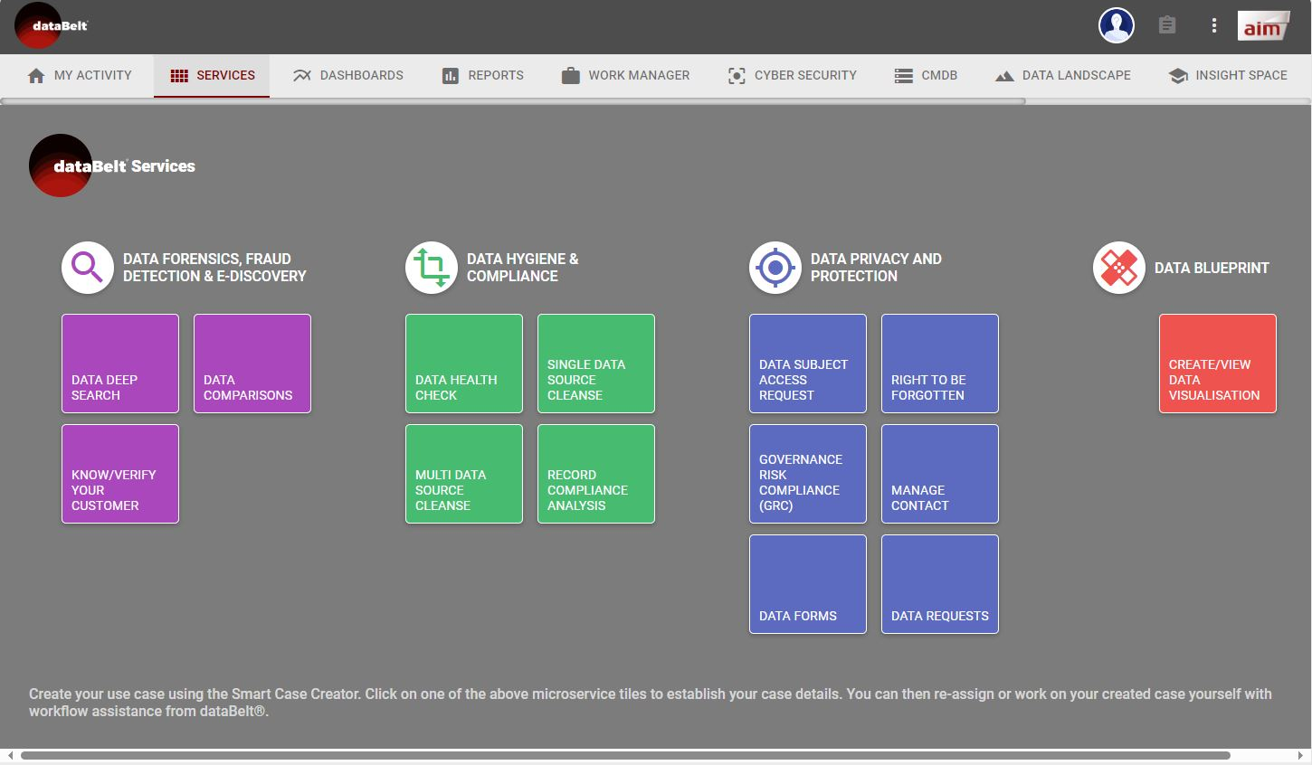 dataEstate Software - DataBelt® - landing page.

Heavy lifting data ingestion, scanning, indexing and discovery tool that underpins the software suite. DataBelt® identifies and categorises data assets in an organisation’s multi-channel data estate (on premise and cloud).