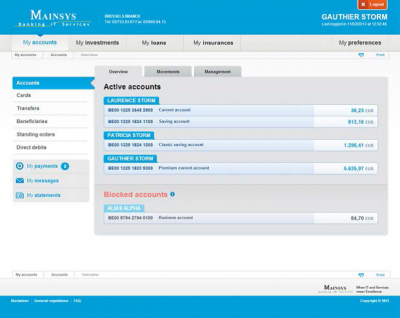 FRONTeO e-banking screenshot: Product screenshot