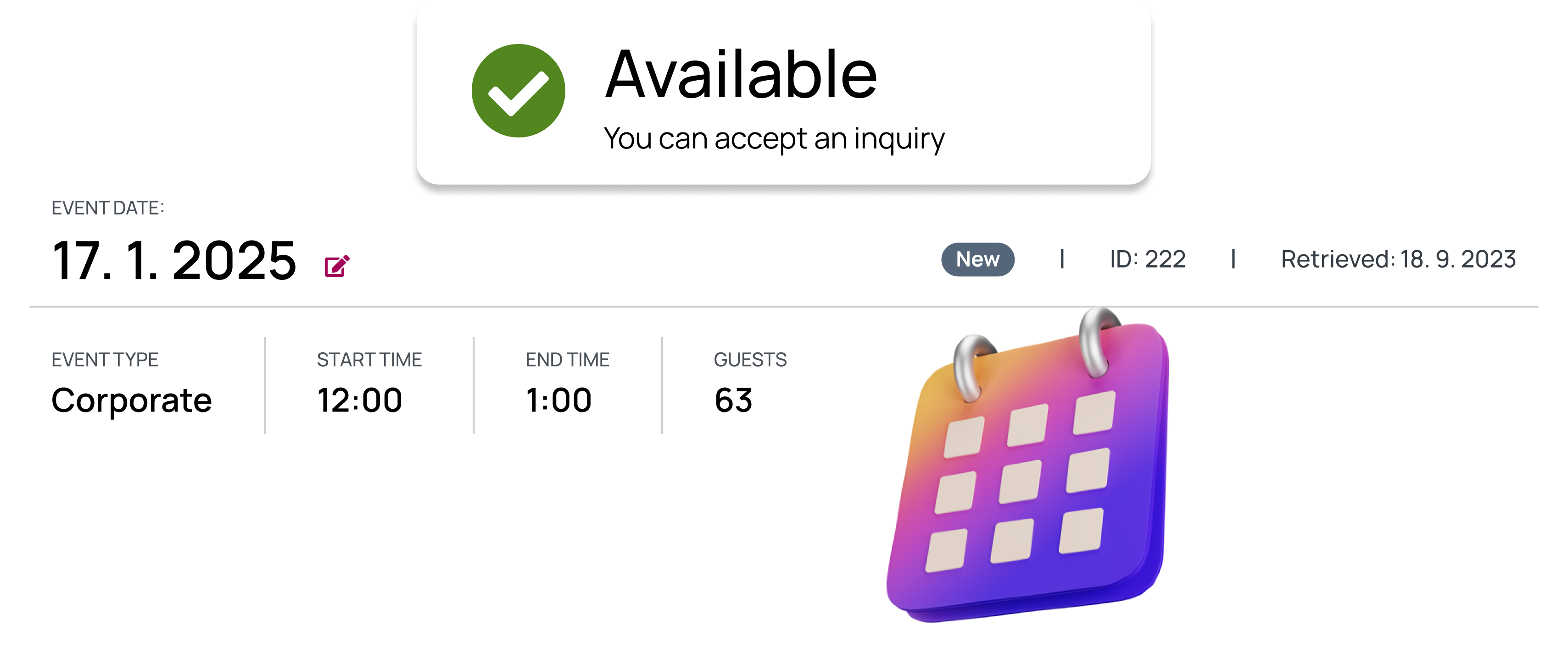 Event inquiry and check in solution