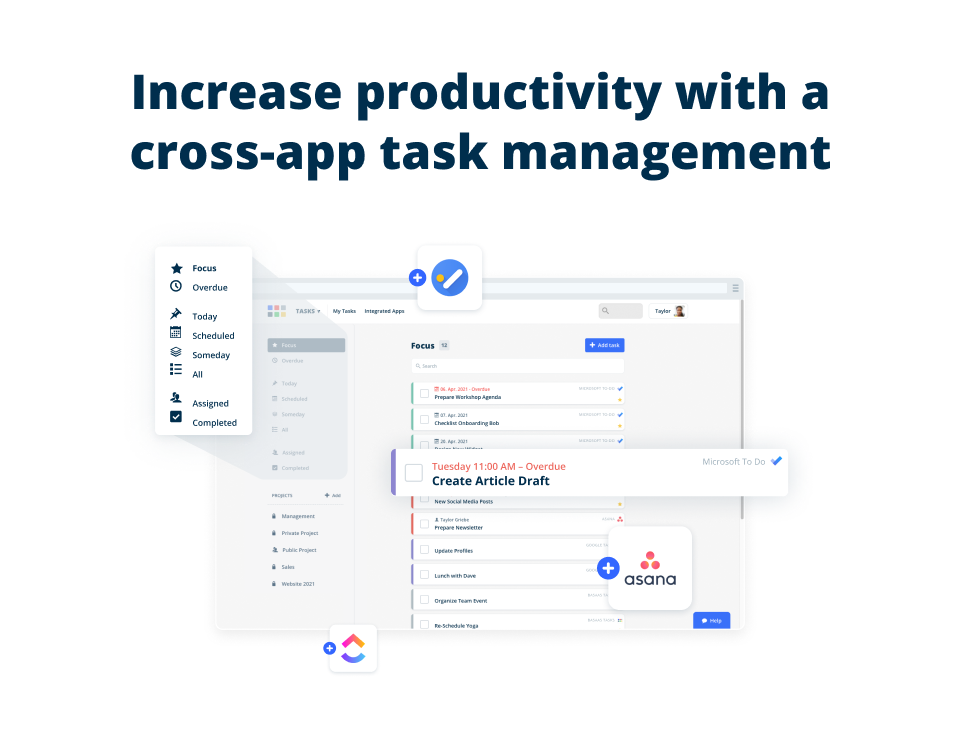 Basaas Software - Integrate all task management tools of your teams to an overarching solution and simplify daily routines for all employees in a single solution.