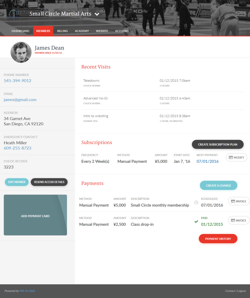 Manage member information online and access it from the gym, home or on the go