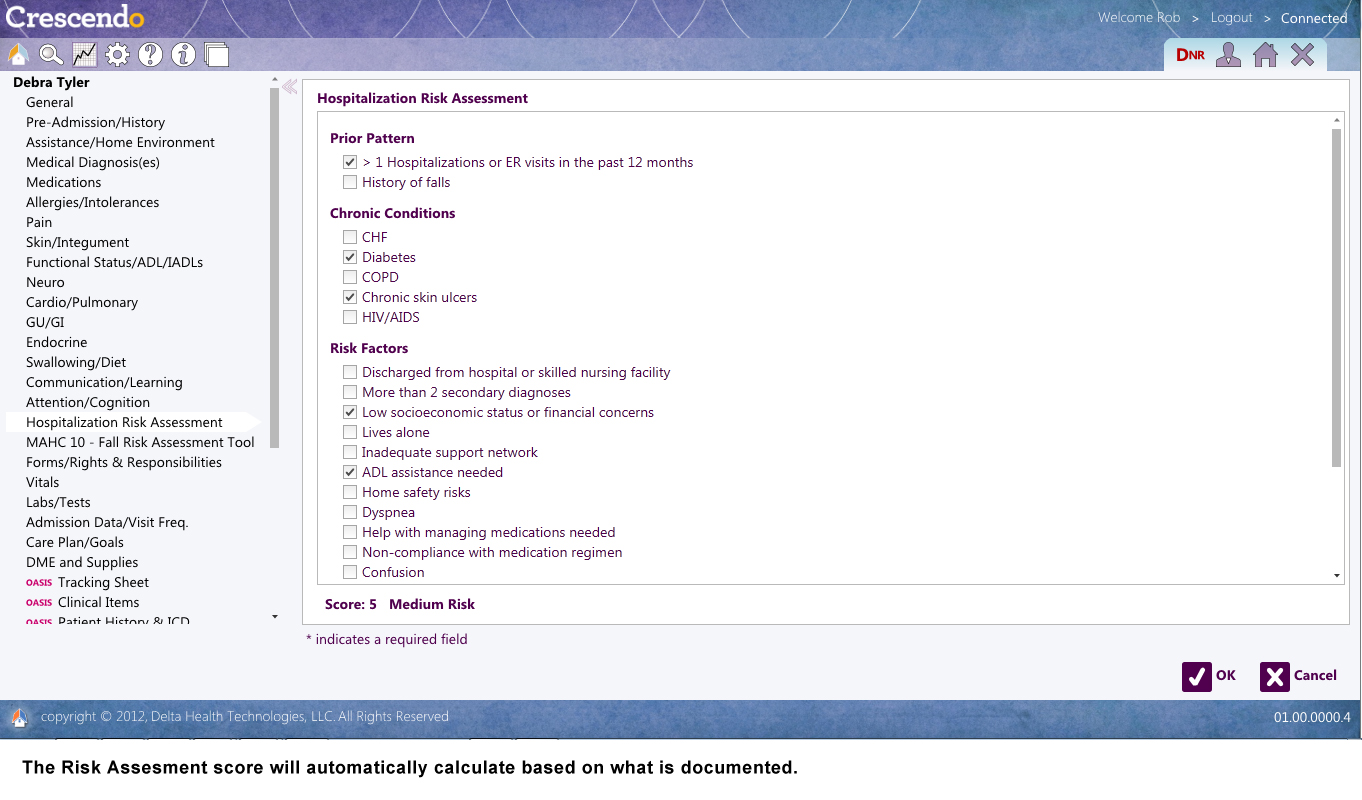 Crescendo Software - Hospitalization risk assessment