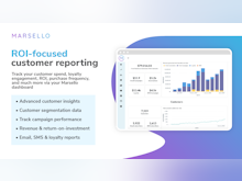 Marsello Software - Marsello's insights and analytics dashboard showing revenue growth, return-on-investment, sales & customer segmentation data.