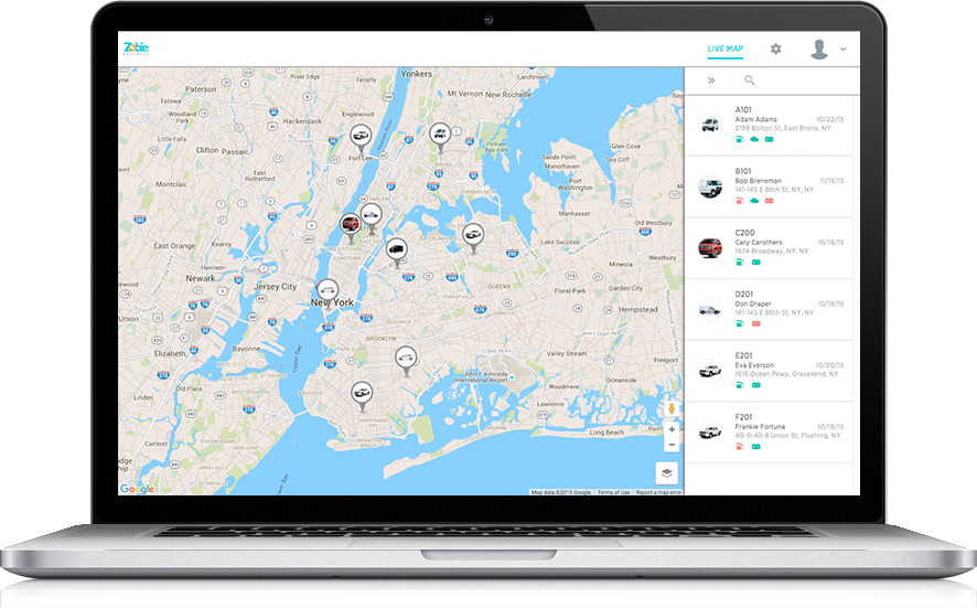 Zubie Software - Real time GPS-based fleet tracking allows vehicles to be located anytime from a live map display, enabling closest drivers to be identified and routes coordinated based on factors such as traffic etc