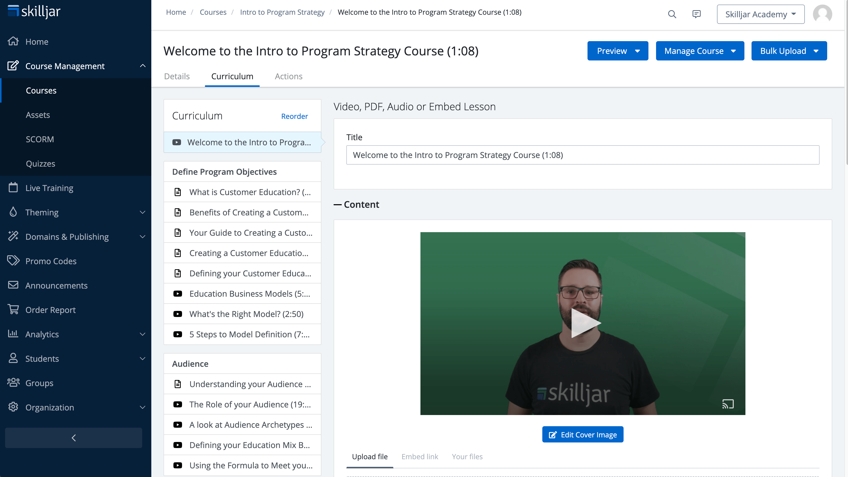 Skilljar Customer Education Software - Offer a variety of content types with Skilljar’s flexible authoring tools. Create multiple learning pathways based on user role, skillset, use case, and more. Use high-quality native video and audio and easy embedding from external hosts.