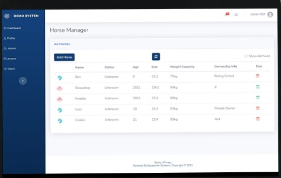 Equestrian Management System horse manager
