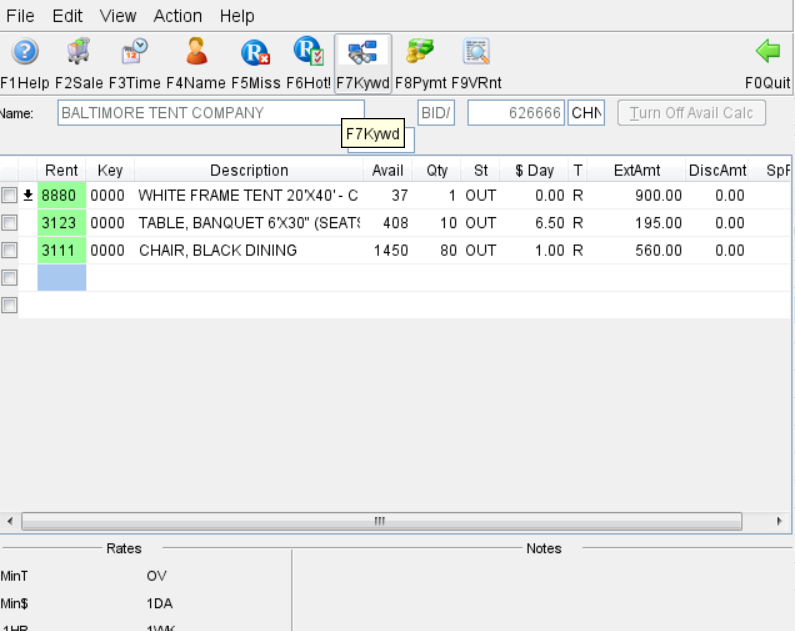Alert Software - Use keywords all throughout the Alert system so you don't have to look for something exactly as it's entered into the system. Easily find customers, and rental items without having to know the customary entry. No more duplicates!
