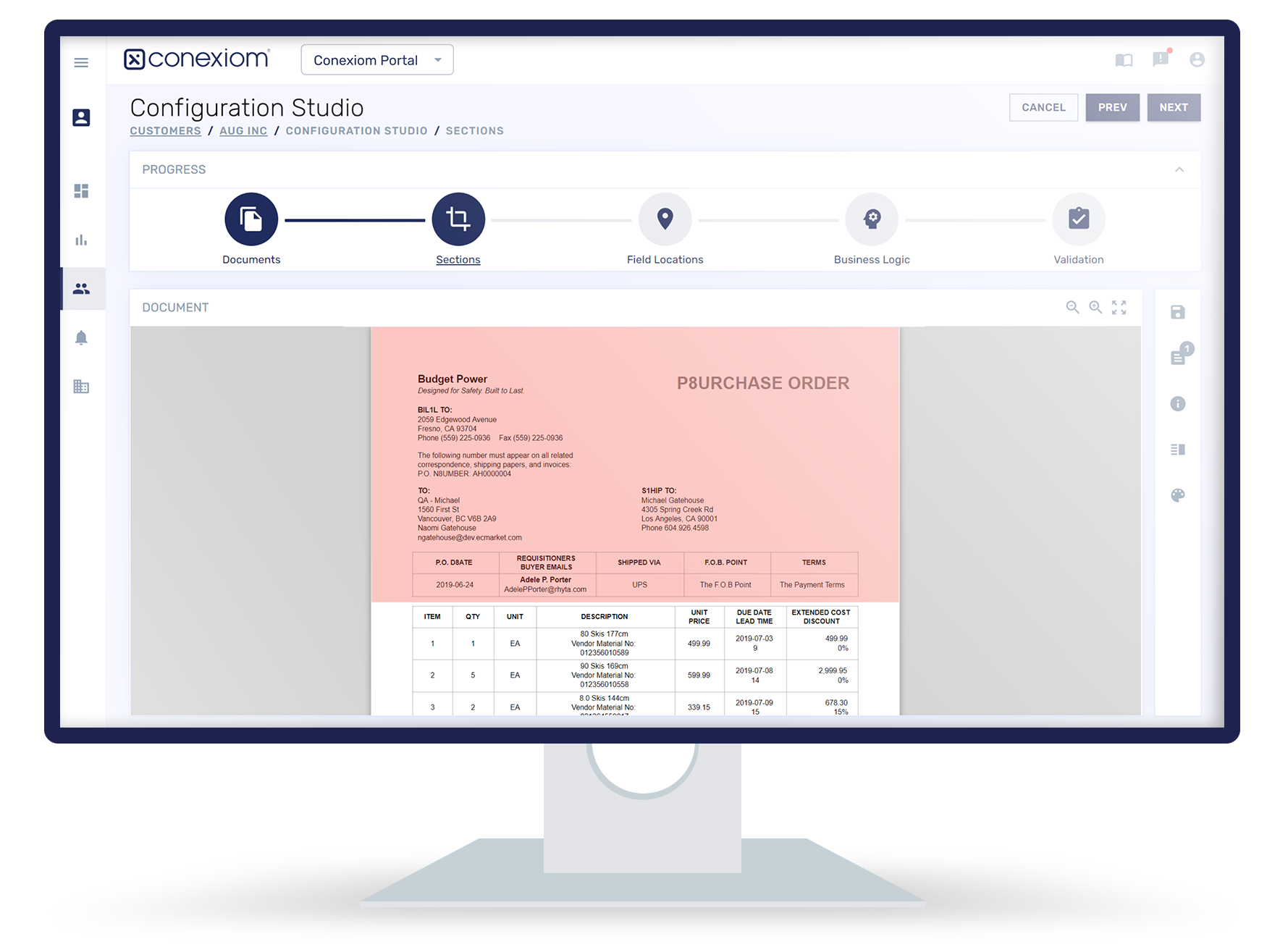 Conexiom Software - Configuration Studio - Manage configurations for the customers and vendors on The Conexiom Platform in the Configuration Studio.