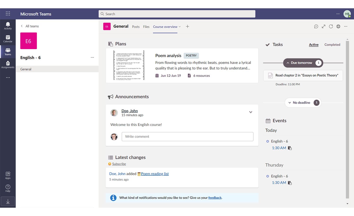 MS Teams integration: The new itslearning and Microsoft Teams integration allows teachers and students to quickly see any current plans, tasks, latest changes or events in their courses without leaving the MS Teams app.