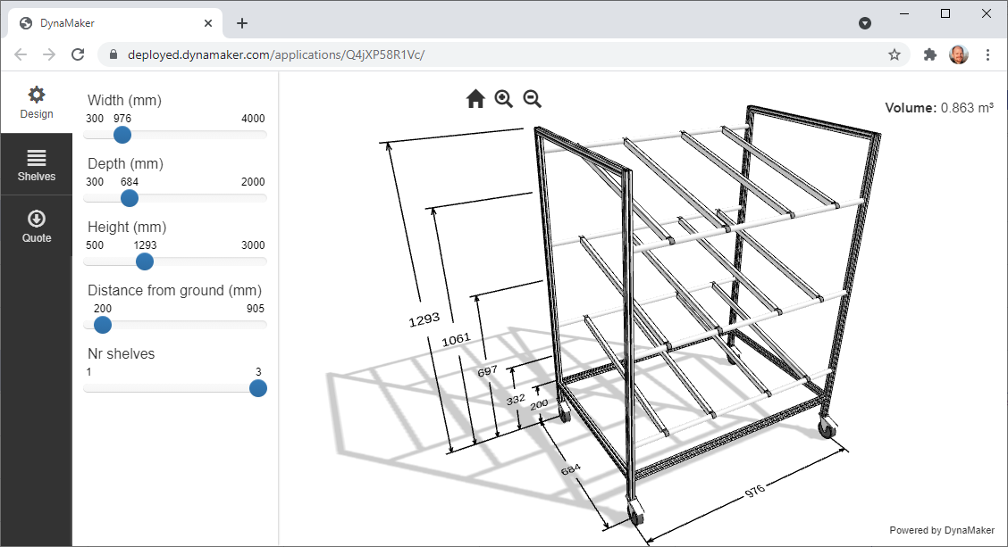 DynaMaker screenshot: DynaMaker 3D product configurator