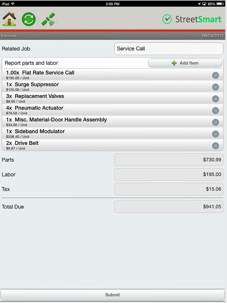 StreetSmart Software - Mobile invoice