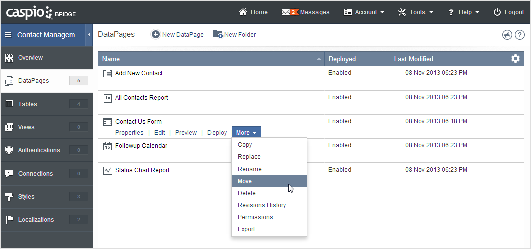 Caspio contact management