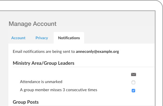 Realm allows users to specify in which situations they would like to be notified