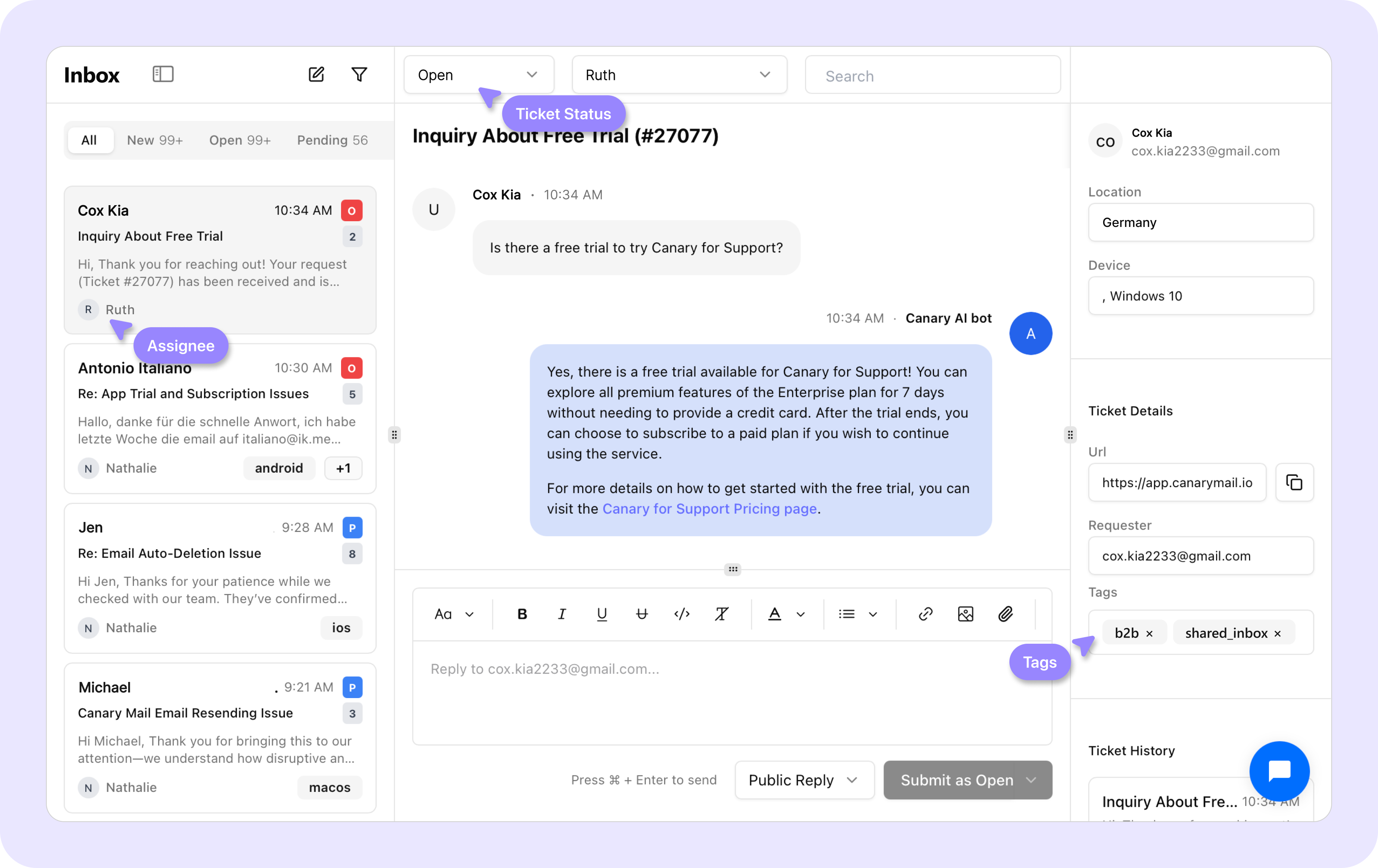 Shared Inbox screenshot: Shared Inbox manage inbox