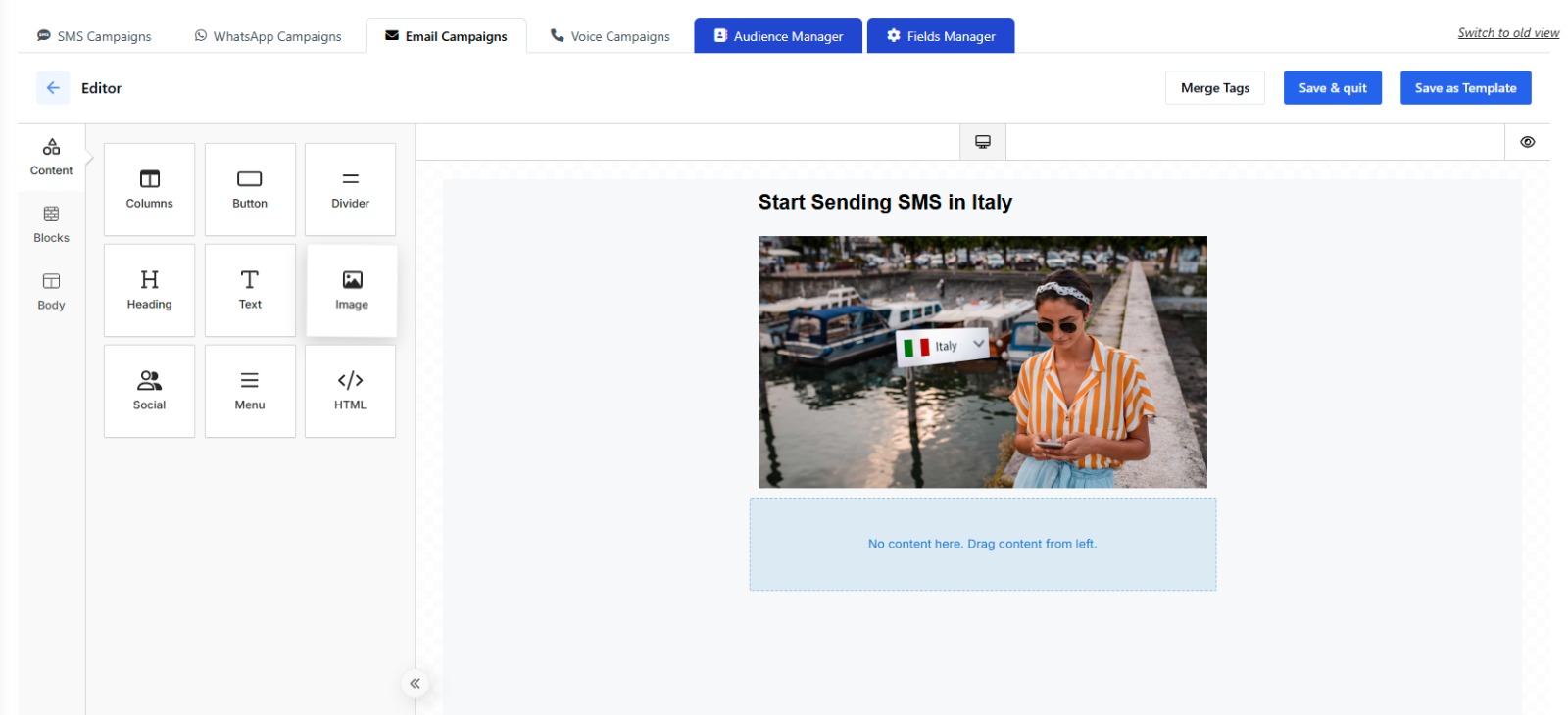 CRM Messaging Software - Drag & Drop Email Builder